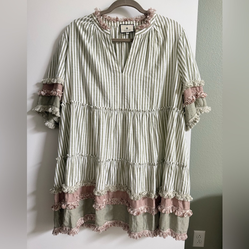 TUCKERNUCK Cotswold Stripe Dress XXXL Sage Green - Picture 3 of 11
